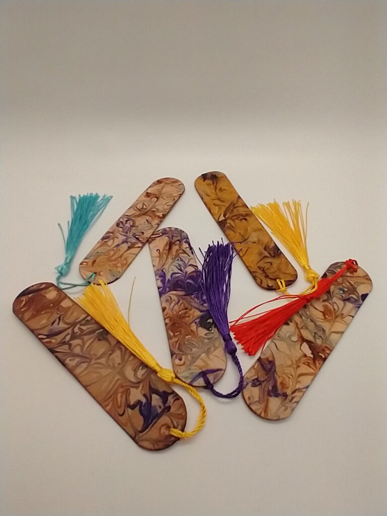 5 Marbled Bookmarks