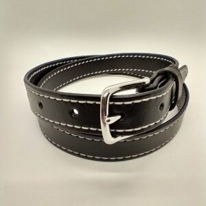 1" Black Hand-Stitched Dress Belt 32-34"