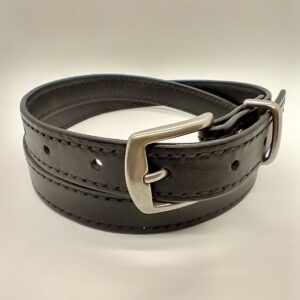 1″ Black Hand-Stitched Dress Belt 36-39″