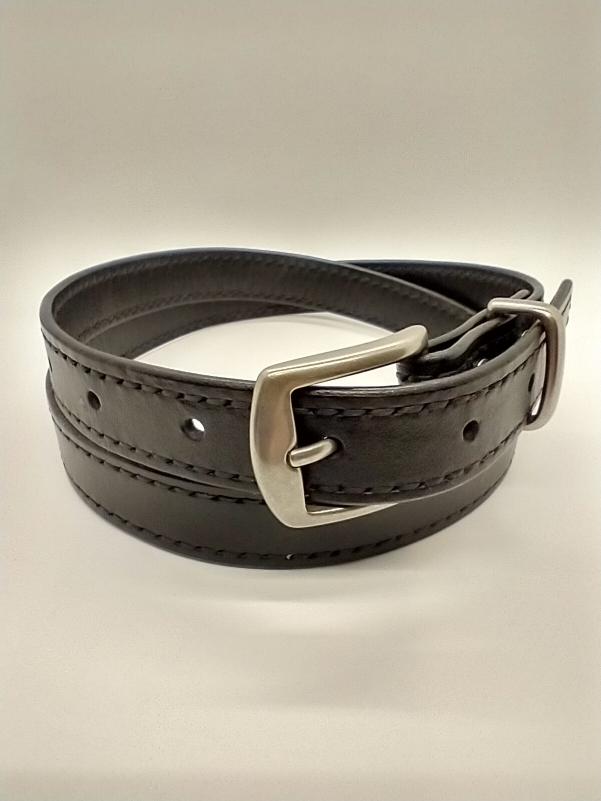 1″ Black Hand-Stitched Dress Belt 36-39″