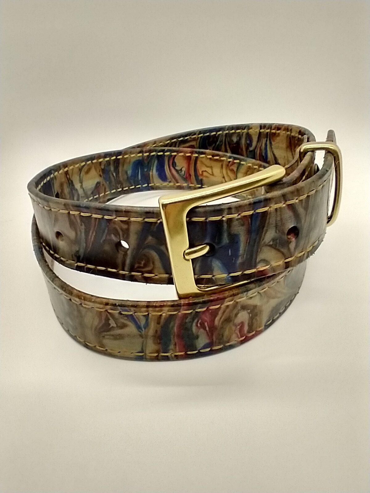 1 1/4″ Marbled hand-stitched belt 34-37″
