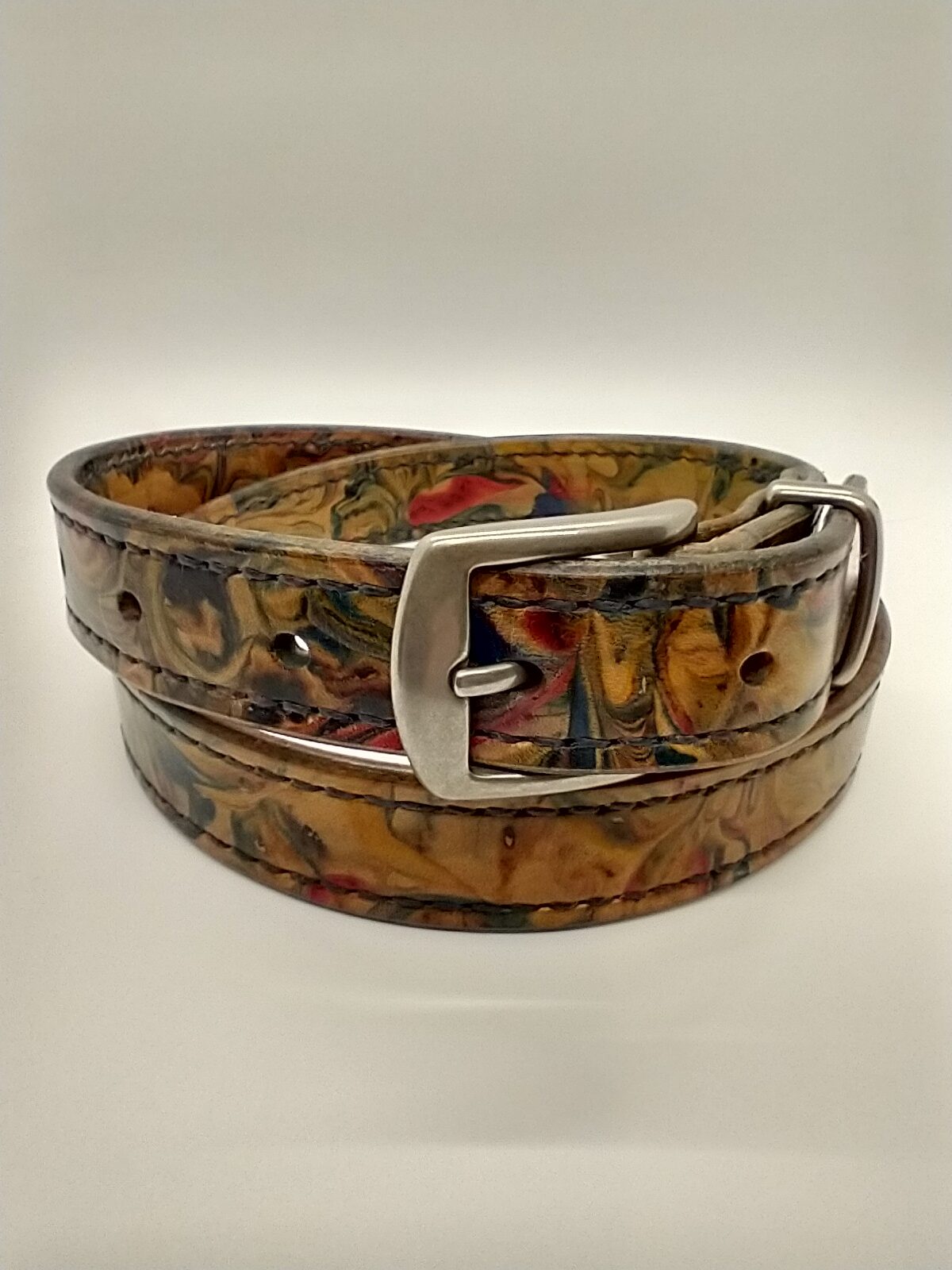 1" Marbled Hand-Stitched Belt 32-35"